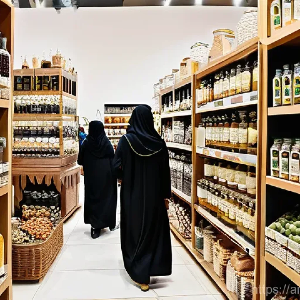 지역생산의 미래 전망 - **Vibrant Local Marketplace:** A bustling, modern marketplace within a beautifully designed contempo...