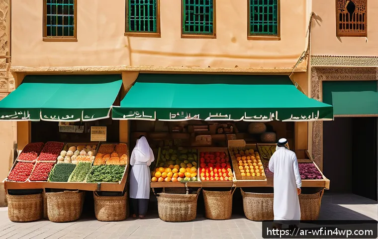 지역생산의 소비자 트렌드 변화 - A vibrant Middle Eastern farmer’s market scene set in a sunny urban plaza, featuring local vendors s...